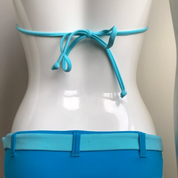 Billabong BLUE CRUSH era Vintage bikini blue belted halter top set RARE - Picture 4 of 9